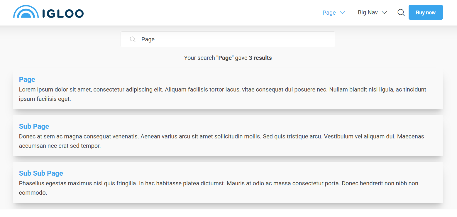 Default search result