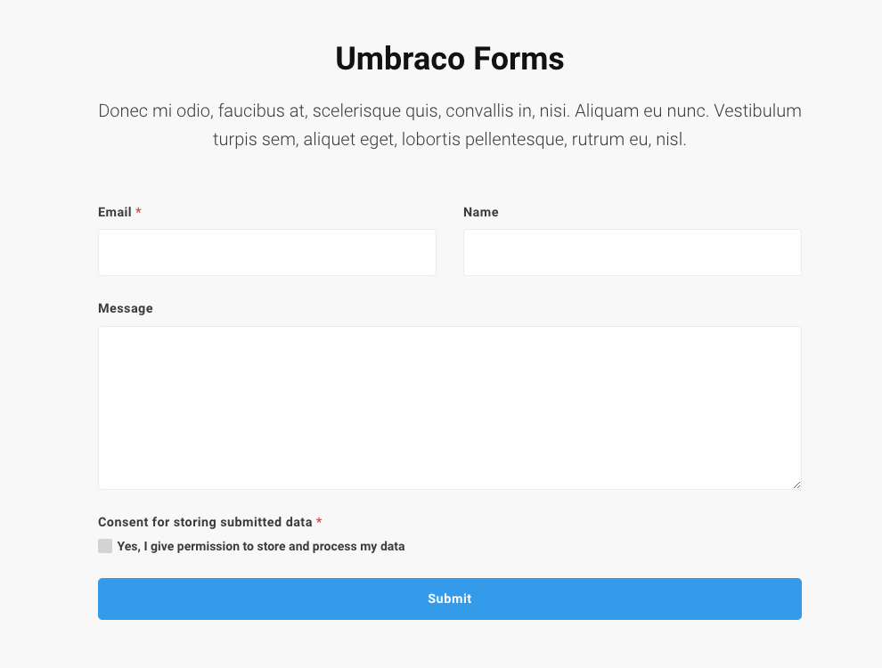 Umbraco forms | Igloo Theme